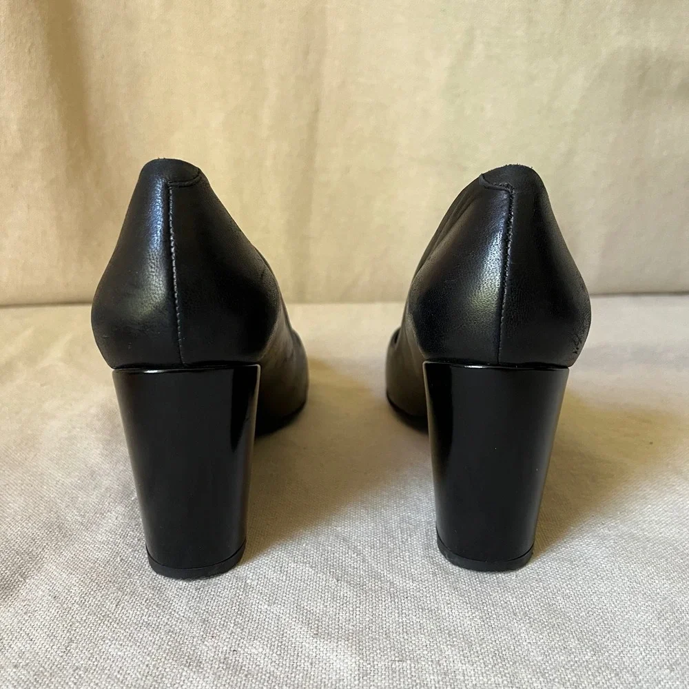 Robert Clergerie Paris Black Leather‎ Wedge Pumps Size 39.5 US 9